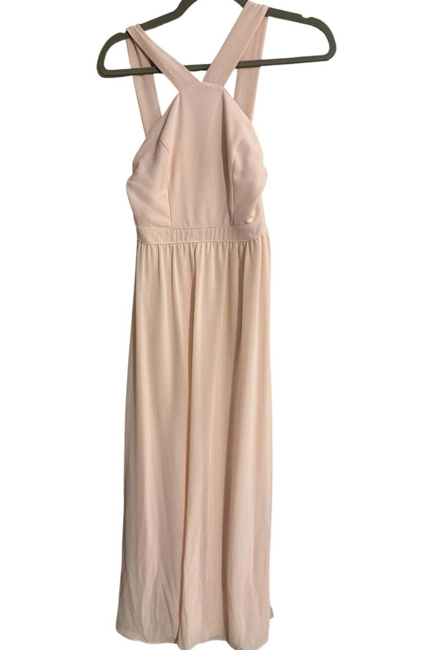Lulus Maxi Dress Size XS Light Pink Halter Sleeveless Chiffon Long